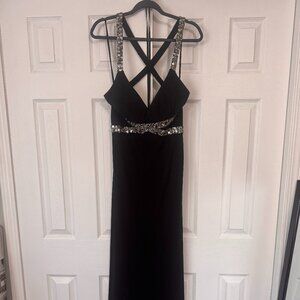 Open Back V Neck Evening Dress